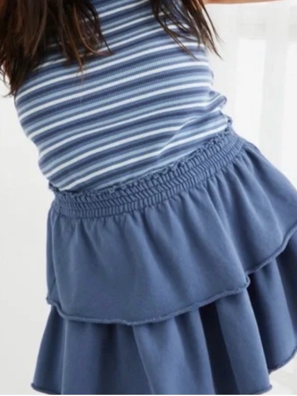aerie Blue Tiered Ruffle mini Skirt